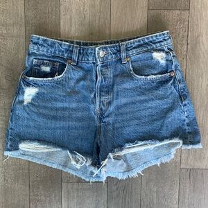 H&M Blue Distressed Jean Shorts